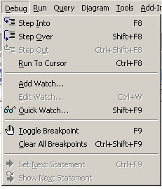 Debug -valikko